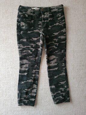 Pilcro and the Letterpress High-Rise Skinny Camo Corduroy Pants 32 Green Flex